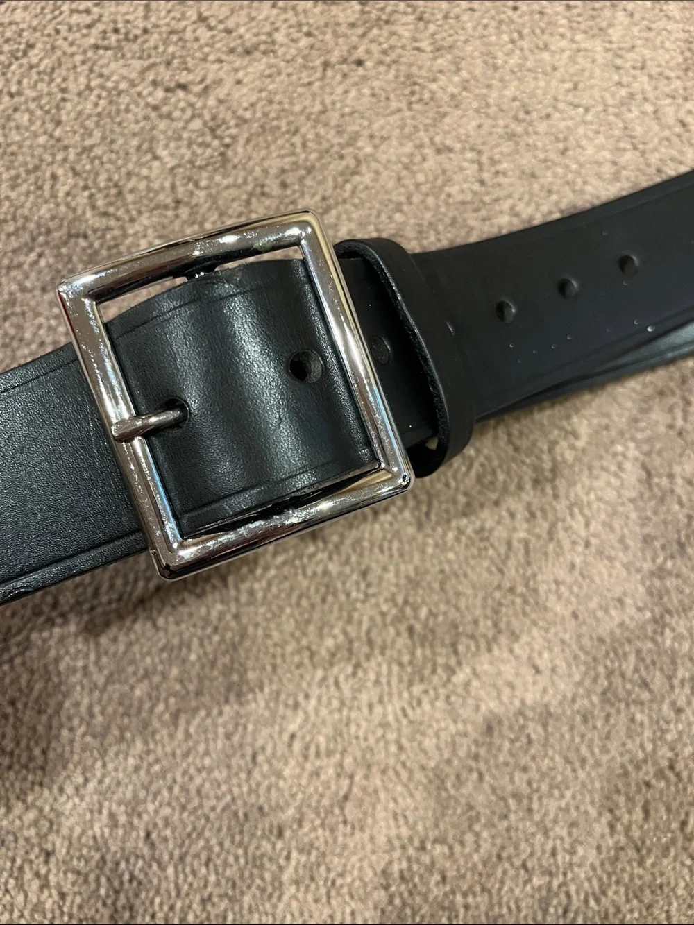 Boston Leather Men's Classic Black Belt with Silver Buckle size 54